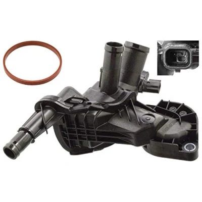 Abbildung von FEBI BILSTEIN 104791 Kühlwasserthermostat 95 mit Dichtung Temperaturschalter Gehäuse RENAULT: Clio 4 Schrägheck, Captur, DACIA: LOGAN MCV 2