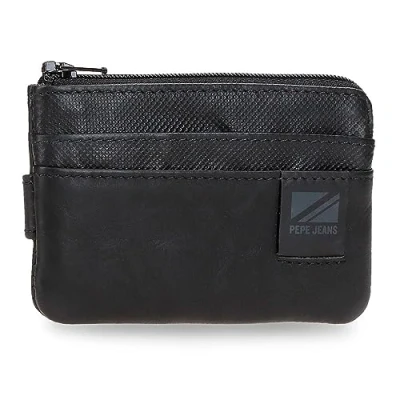 Abbildung von Pepe Jeans Topper Geldbörse mit Kartenfach, Schwarz, 11 x 7 1,5 cm, Leder, Talla única, Kartenhalter