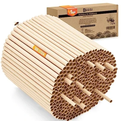Abbildung von BEESI Insektenhotel 300x Nisthülsen aus Pappe 15 cm lang Durchmesser 6 UND 8 mm gemischt, (Set, 300 St), 8T x 20B 15,5H