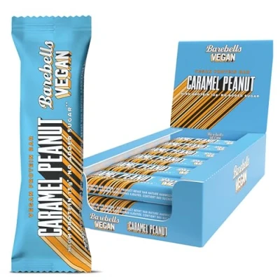 Abbildung von Barebells Vegan Protein Riegel 15g High Bar, Zuckerarm, Eiweißriegel, Ohne Palmöl, vegane Proteinriegel Schokolade Caramel Peanut, 12 x 55gr