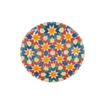 Abbildung von Kaladia Keramik Reibeteller/Keramikhobel ideal für Ingwer, Parmesan etc. in Bunt mit Sternen Durchmesser: 12 cm handgemacht &amp; handbemalt Made Spain