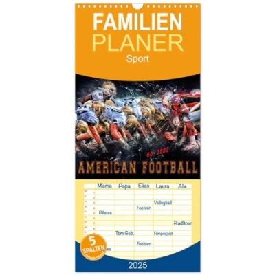 Abbildung von Familienplaner 2025 American Football so cool mit 5 Spalten (Wandkalender, 21 cm x 45 cm), CALVENDO