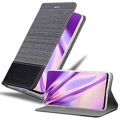 Abbildung von Cadorabo Hülle kompatibel mit Xiaomi Mi Mix 2 aus Premium Jeans und Kunst Leder Flip Klappbare Stoßfeste Magnetische [Standfunktion] [Kartenfächern] Cover für Tasche in Grau