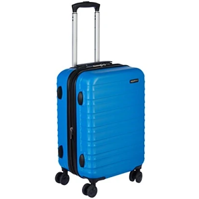 Abbildung von Amazon Basics Handgepäck Koffer, ABS Hartschale, Erweiterbarer Trolley mit 4 Drehbaren Rädern, 55 cm, Hellblau