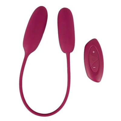 Abbildung von Doppel Vibrobullet „RC Shaking &amp; Vibrating Love Egg Duo“ verbunden mit 31 cm Silikonband