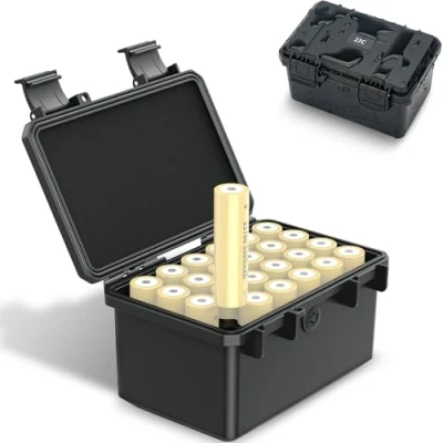 Abbildung von JJC 21700 Batteriegehäuse Batteriehalter Box Wasserdicht für 24 Stück 21700/20700 Akku und alle ähnlich Größe Batterien, Batterien Aufbewahrungskoffer Organizer
