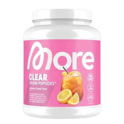 Abbildung von MORE Clear Glow Peptides, Lemon Iced Tea, 600 g, unterstützt Muskeln, Haut, Gelenke, Sehnen und Bänder made in Germany