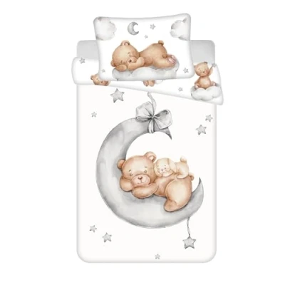 Abbildung von Jerry Fabrics Babybettwäsche Wendebettwäsche Set Bär Weiß 100x135 cm, 40x60 Baumwolle, 2 teilig, 100% Baumwolle,trocknergeeignet