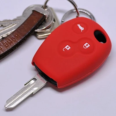 Abbildung von Soft Case Schutz Hülle Auto Schlüssel für Dacia DOKKER SANDERO Duster LODGY Logan Renault CLIO TWINGO 3 Tasten/Farbe Rot