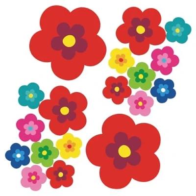 Abbildung von tradercat pril Blumen Sticker I autoaufkleber 18 Stück als Set Retro Aufkleber für Jede Glatte Oberfläche, ideal Ihr Auto prilblumen (Rot)