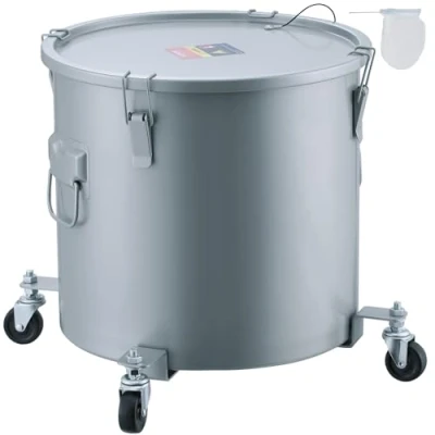 Abbildung von VEVOR Fritteusen Fetteimer Ölentsorgungsbehälter 60,5 L mit Rollensockel, Rostfreie Kohlenstoffstahlbeschichtung, Öltransportbehälter Deckel, Filterbeutel zum Filtern von Heißem Speiseöl, Grau