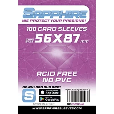 Abbildung von Red Glove 100 Sapphire Sleeves Schutzhüllen Violett Maße 56 x 87 mm