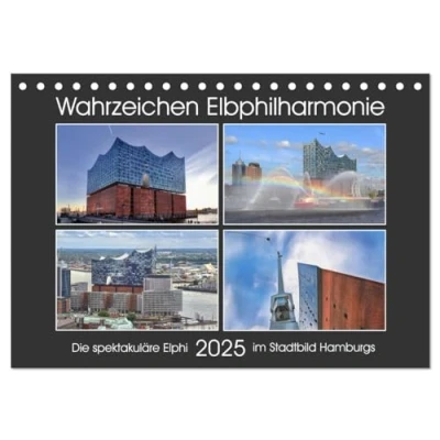 Abbildung von Wahrzeichen Elbphilharmonie (Tischkalender 2025 DIN A5 quer), CALVENDO Monatskalender