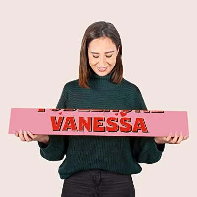 Abbildung von Toblerone Personalisiert mit Namen liebe Personalisier diese und Botschaft, Milchschokolade Honig Mandelnougat (XXL 4.5 kg, Mandelnougat)