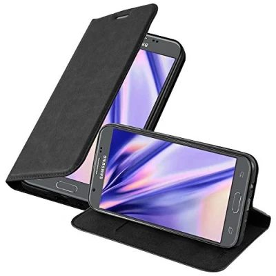 Abbildung von Cadorabo Hülle kompatibel mit Samsung Galaxy J5 2017 US Version aus Kunst Leder Flip Klappbare Magnetische [Standfunktion] [Kartenfächern] Cover für Tasche in Schwarz