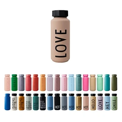 Abbildung von Design Letters Premium Isolierflaschen 500ml Verwendung als Thermobecher 500ml, Thermosflasche und Thermoskanne Camping becher Auslaufsichere Thermoflaschen aus Edelstahl BPA/BPS frei