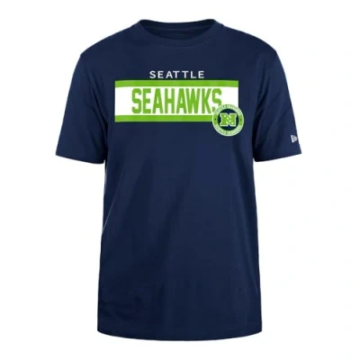 Abbildung von SEATTLE SEAHAWKS Unisex NFL Regular High Density Ink Screenprint Front Graphic Original Team Color T Shirt, Navy, L EU