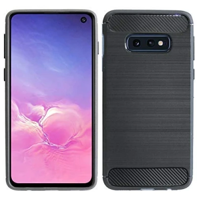 Abbildung von cofi1453® Silikon Hülle Carbon kompatibel mit Samsung Galaxy S10e (G970F) TPU Case Soft Handyhülle Cover Schutzhülle Schwarz