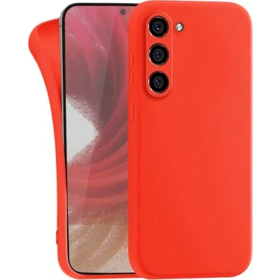 Abbildung von MyGadget Hülle für Samsung Galaxy S23 robuste Silikon Schutzhülle TPU Case Slim Silikonhülle Back Cover Kratzfest Handyhülle Matt Orange