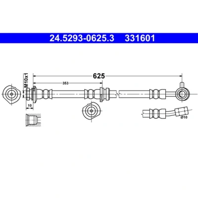 Abbildung von ATE 24.5293 0625.3 Bremsschläuche 625 M10x1 NISSAN: Qashqai 2