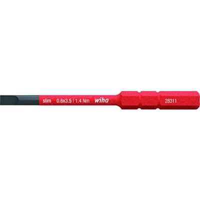 Abbildung von Wiha Bit slimBit electric Schlitz (41159) 3, 5 mm x 75 für tiefliegende Schrauben, Allrounder Elektriker,Schlitz 3.5