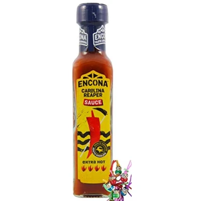 Abbildung von yoaxia ® Marke Set [ 142ml ] Carolina Reaper Chilli Sauce/Scharfe Chili Sauce + ein kleiner Glücksanhänger gratis