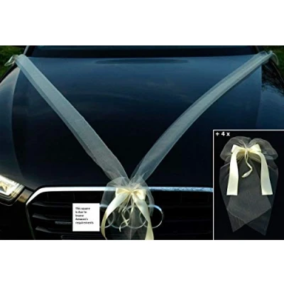 Abbildung von Varianten Auto Schmuck Braut Paar Rose Deko Dekoration Autoschmuck Hochzeit Car Wedding PKW (Grund Ecru)