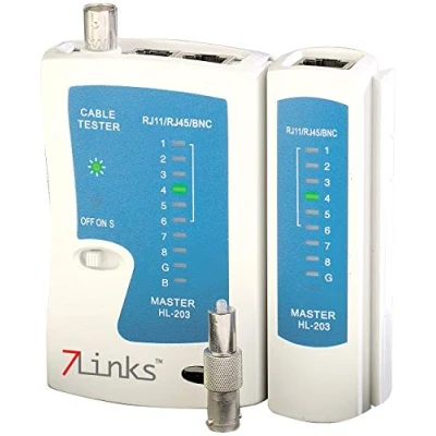 Abbildung von 7links Netzwerk Kabeltester: 3in1 Kabeltester für RJ 45, 11 und BNC (RJ45 Kabeltester, Netzwerkprüfer, Netzwerkkabel Prüfen)