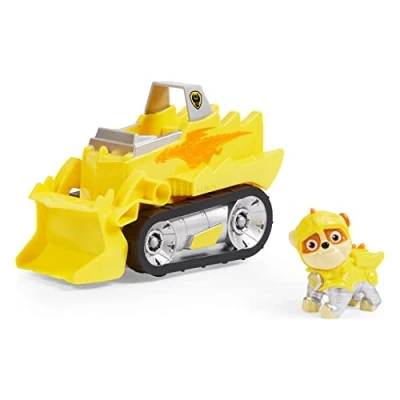Abbildung von PAW PATROL, Rescue Knights Basis Fahrzeug Spielzeugauto von Rubble mit Welpenfigur, Spielzeug geeignet für Kinder ab 3 Jahren
