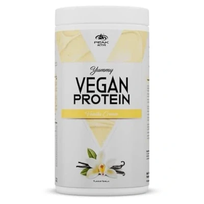 Abbildung von PEAK Yummy Vegan Protein 450g Geschmack Vanilla Cream I 15 Portionen Proteinquellen: Kürbis, Favabohne, Erbse, Mandel, Hanf frei von Gentechnik glutenfrei 450 g