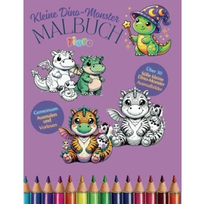 Abbildung von Kleine Dino Monster Malbuch und Geschichten / Ausmalen, Vorlesen, Lesen Lernen /: Tiere