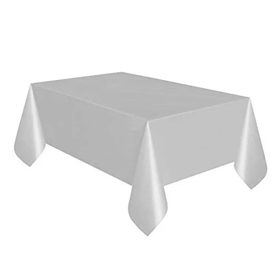 Abbildung von Unique Einweg Tischdecke aus Kunststoff Silber 137 x 274 cm