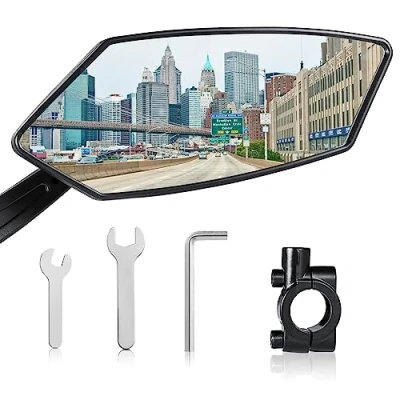 Abbildung von Coicer Fahrradspiegel extra große Spiegelfläche schlagfestes Echtglas für Lenker ebike Mirror Accessories Rückspiegel Fahrrad Spiegel e bike Fahrradrückspiegel klappbar (rechts)