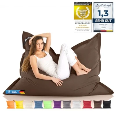 Abbildung von LAZY BAG Riesen Sitzsack Classic XXL 140x180 cm Sitzkissen 2 in 1 für relaxtes Sitzen &amp; Liegen Bequeme Indoor Outdoor Momente Dank 4 Mio. EPS Perlen perfekte Ergonomie waschbarer Bezug