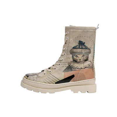 Abbildung von Dogo Gisele Plateaustiefelette, Damen, Größe: 36, Beige grau Schuhe