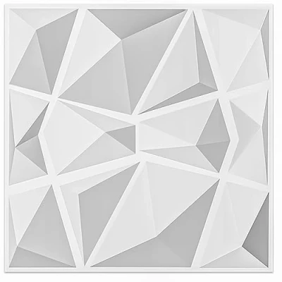 Abbildung von Art3d 12 Stück, 50x50cm, Textures 3D Wandpaneele Weiß Diamond Design Wandgestaltung, Hochsteifes PVC, Wasserfest, Hitzebeständig, Nicht Verformbar, Recycelbar, Geruchsneutra, 3 m²
