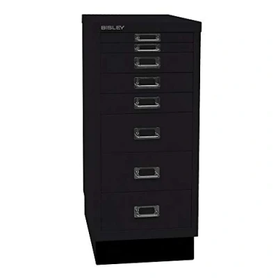 Abbildung von BISLEY MultiDrawer, 29er Serie mit Sockel, DIN A4, 8 Schubladen, Metall, 633 Schwarz, 38 x 27.9 67 cm