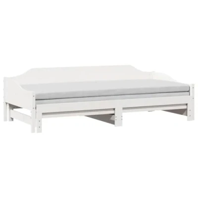 Abbildung von vidaXL Tagesbett, Ausziehbar Schlafsofa mit Stauraum, Bettsofa Gästebett für Schlafzimmer Wohnzimmer, Sofa Bett Ausziehbett, Weiß 80x200 cm Massivholz Kiefer