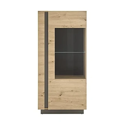 Abbildung von Lomadox Vitrinenschrank Wohnzimmer in Eiche Artisan Nb. mit Absetzungen Graphit grau, B/H/T: ca. 72/154/40 cm