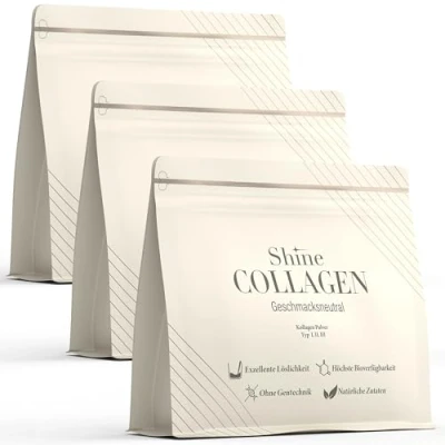 Abbildung von Shine Collagen Pulver 900g (3x300g) Unser Original Premium Kollagen Hydrolysat Peptide Typ 1 und 3 Gute Löslichkeit Neutral