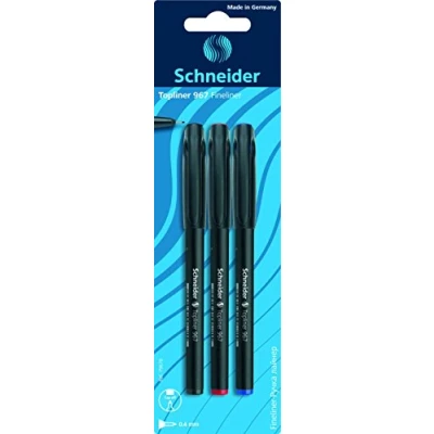 Abbildung von 10 x Schneider Fineliner Topliner 967 0,4 mm sortiert VE=3 Stück