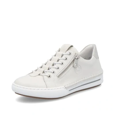 Abbildung von Rieker Damen Low Top Sneaker L7250, Frauen Halbschuhe, lose Einlage,straßenschuhe,Strassenschuhe,Sportschuhe,Freizeitschuhe,Weiss (80),43 EU / 9 UK