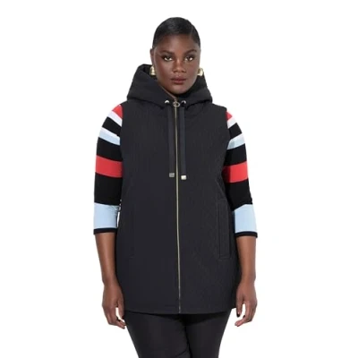 Abbildung von Ulla Popken Textured Hooded VEST Weste, Damen, Größe: 54/56, Black