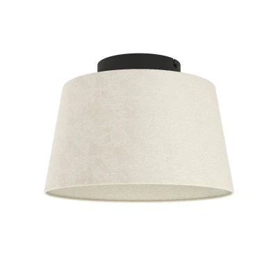 Abbildung von EGLO Deckenlampe Febres, Deckenleuchte aus Bouclé Stoff, Wohnzimmerlampe Metall in Schwarz und Textil Weiß, E27 Fassung, Ø 35 cm