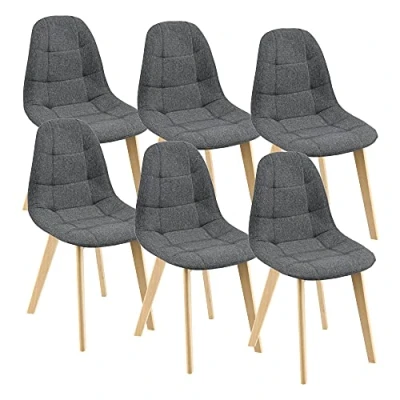 Abbildung von [en.casa] Esszimmerstuhl Kopparberg 6er Set Stoffbezug Buche Wohnzimmerstuhl 86 x 53 47 cm Dunkelgrau