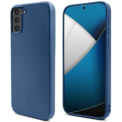 Abbildung von Moozy Lifestyle. Hülle für Samsung S21 FE, Mitternachtsblau Premium Silikon Handyhülle Schutzhülle mit Mattem Finish und Weichem Mikrofaserfutter, Phone Cover Case