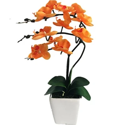 Abbildung von YSZL Künstliche Phalaenopsis Orchidee aus Seide, 38 cm hoch, Orange