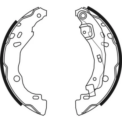 Abbildung von ABE C0R023ABE Bremsbacken Hinterachse 203 38 BOSCH DACIA: Duster SUV, SANDERO I, 2, RENAULT: CLIO 4 Schrägheck, 2 Kasten