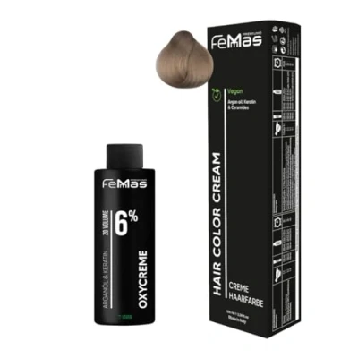 Abbildung von Femmas Haarfarbe Set Hell Lichtblond Ultra Intensiv 10.00 I Hair Color Cream 100ml + Oxycreme 6% Permanente Haar Coloration+Entwickler Schonend &amp; langanhaltend Salon für Zuhause