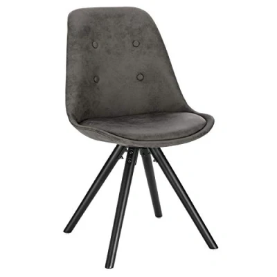 Abbildung von WOLTU 1x Esszimmerstühle, Küchenstuhl, Skandinavisch Design, schminktisch Stuhl, Loungesessel, Polsterstuhl, Retro Design Gepolsterter Sitzfläche aus Stoffbezug, Anthrazit, BH268an 1